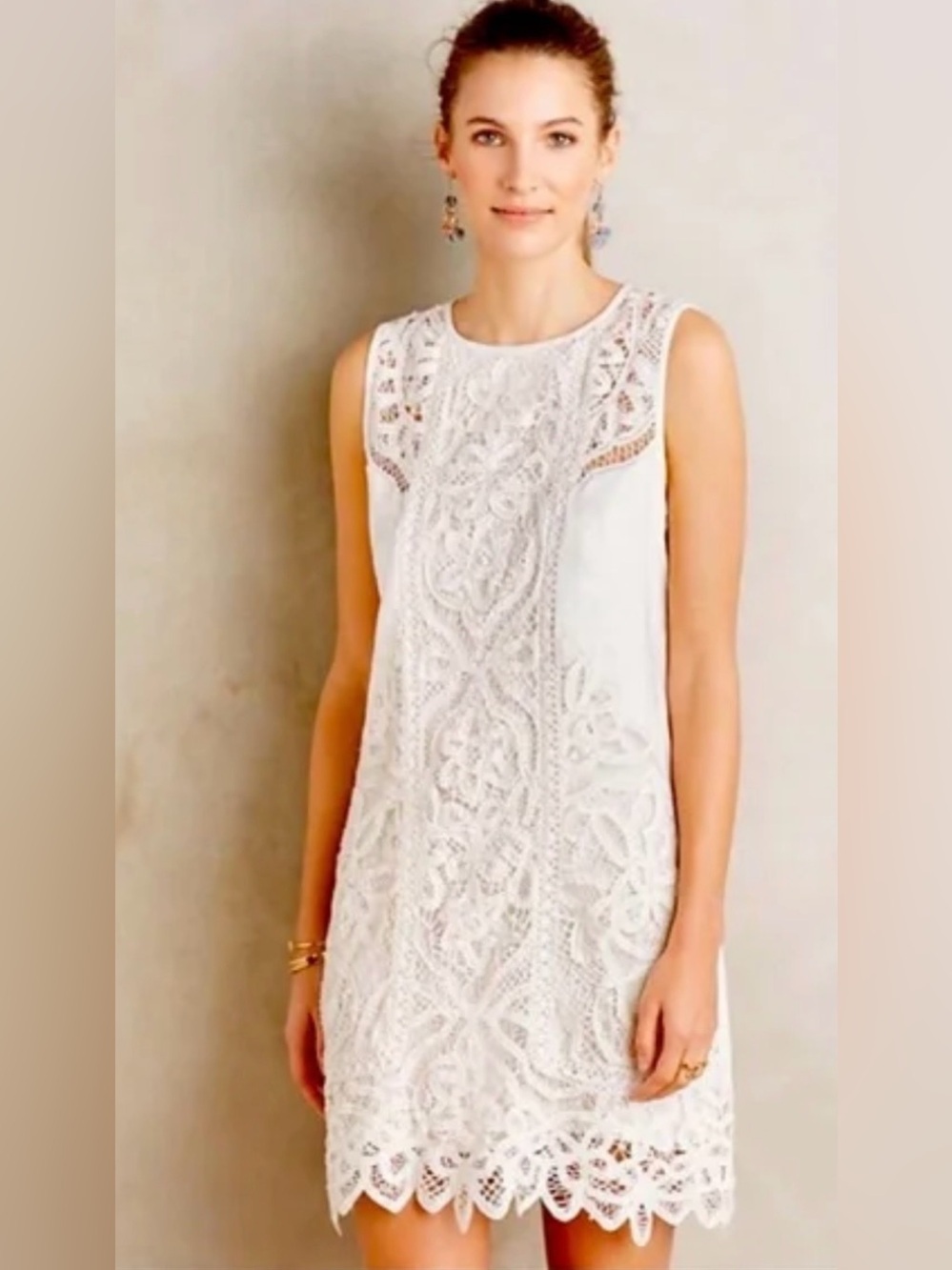 Perfect ivory lace dress ANTHRO Moulinette Soeurs Garden Shift. Size 2